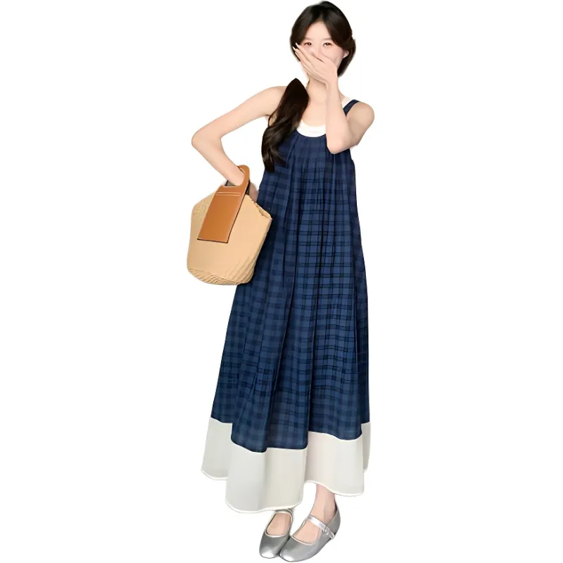 FLIM Sleeveless Dresses Women's Blue-1