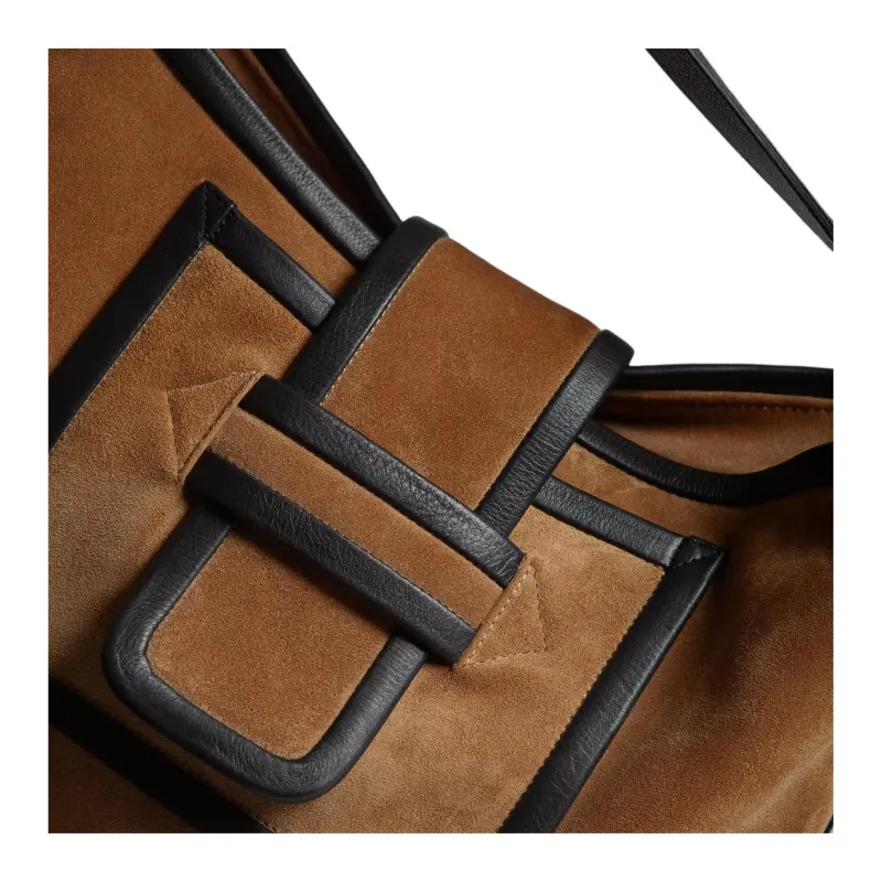 PIERRE HARDY Suede Studded Calfskin One Shoulder Handbags Women's Camel-4