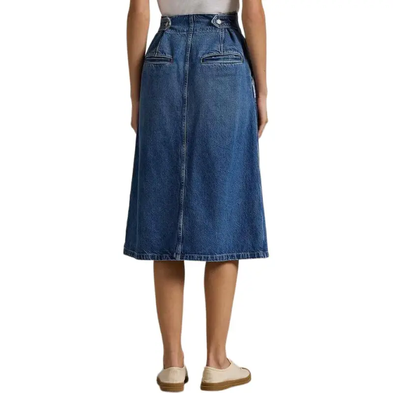 Ralph Lauren SS25 Denim Long Skirt Women's Blue-3