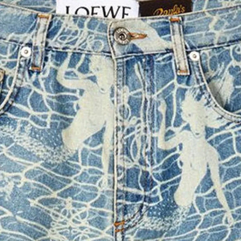 LOEWE Denim Shorts Women's Blue-5