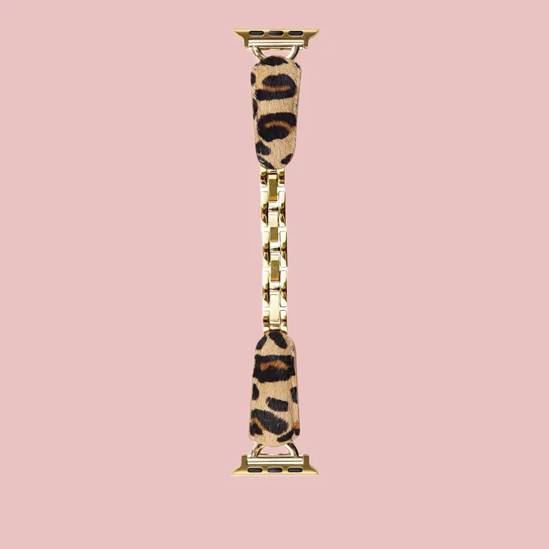 IWabcertoo Apple Compatibility Watch Band 46mm Leopard Print Material-3