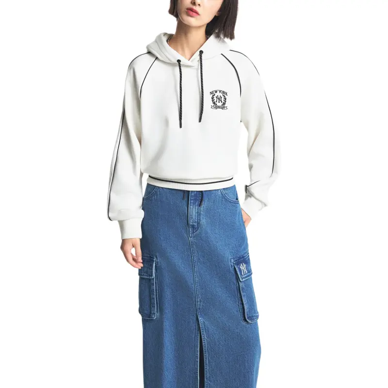 MLB New York Yankees Varsity Sportive New York Yankees Hoodie Sweatshirt Women's Cream-2