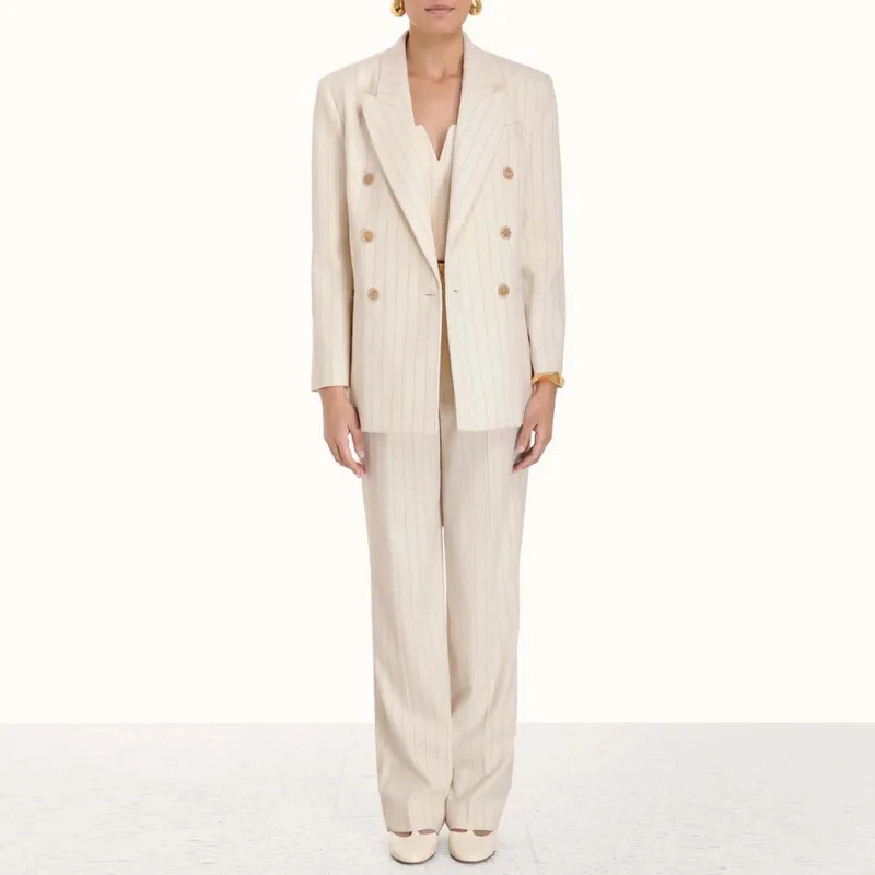 Zimmermann Double Breasted Pinstriped Blazer-1