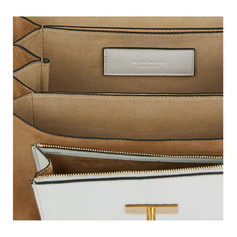 GIVENCHY GV3 Series Cow Leather Shoulder Bag, Crossbody Bag Medium Size Women's White & Camel-11