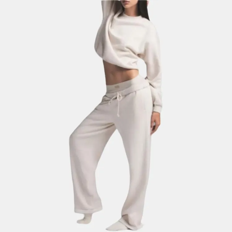 SKIMS Holiday Collection FW24 COTTON FLEECE CLASSIC CREWNECK Sweatshirt Women's HEATHER OATMEAL/Heather Oatmeal-2