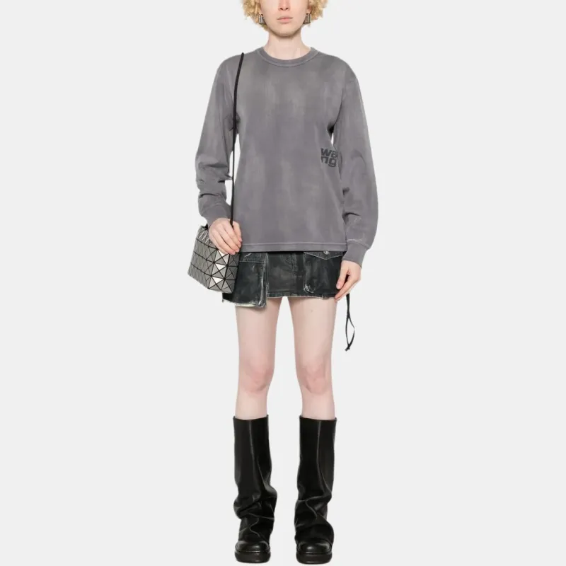 Alexander Wang Essential Puff Logo Jersey Long Sleeve Tee Washed Asphalt-3