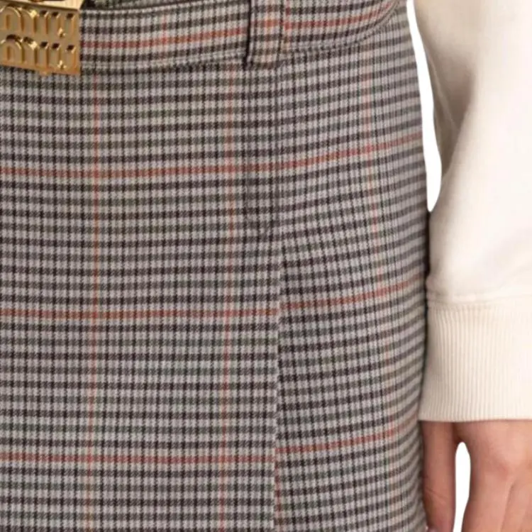 MIU MIU Checked Belted Mini Skirt-5