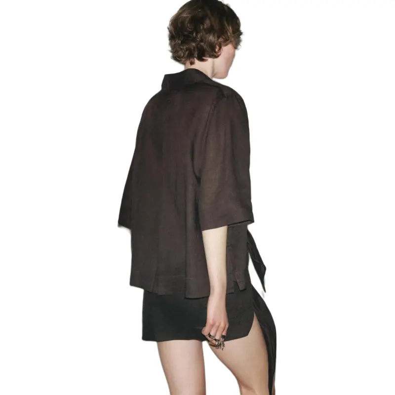 ZARA ZW Series Shirt Women's Brown-3