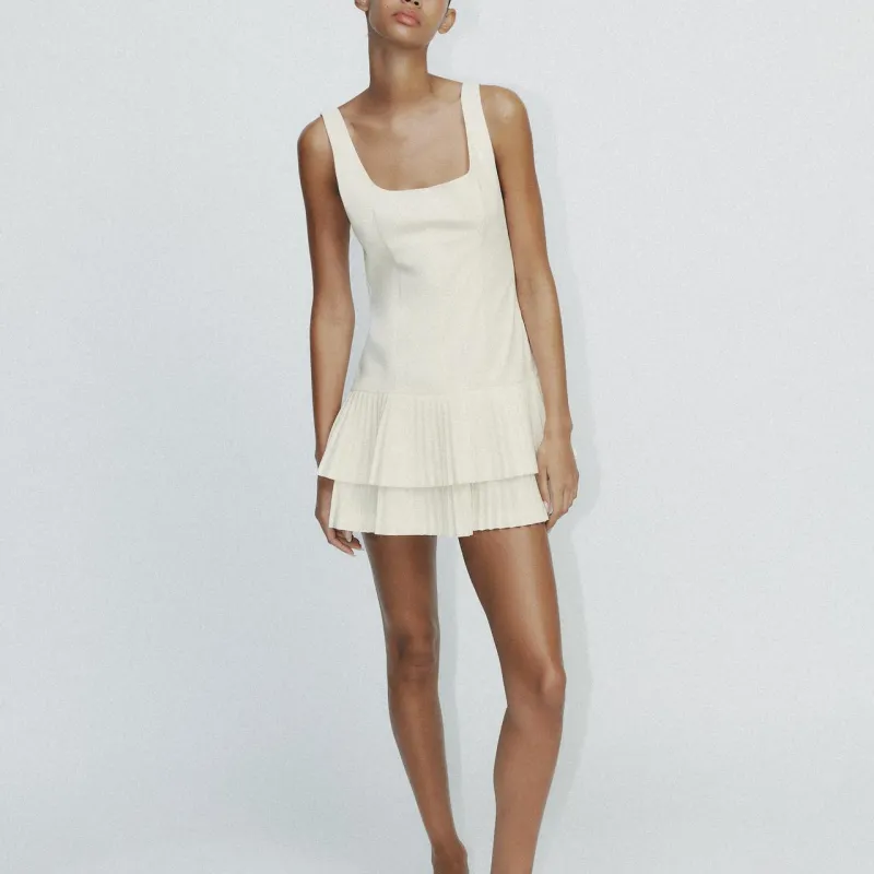 ZARA Sleeveless Dress Women's Frosted White-2