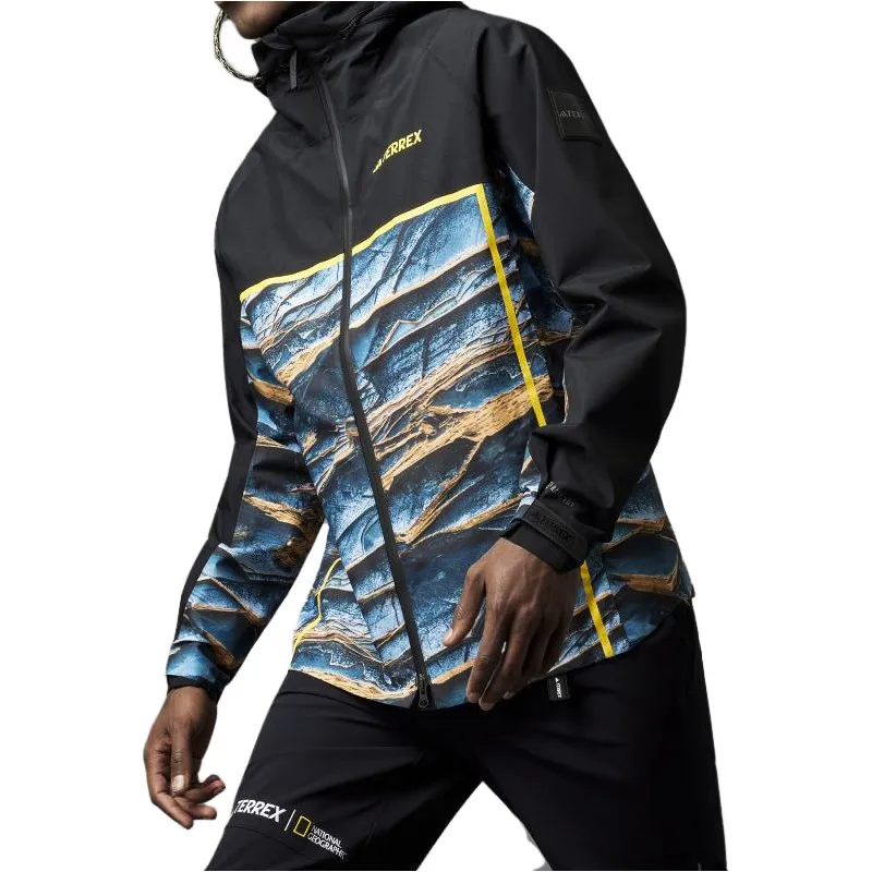 Adidas TERREX Water-Resistant Windproof Breathable Windbreaker Jacket Unisex Black Comes With Necklace-2