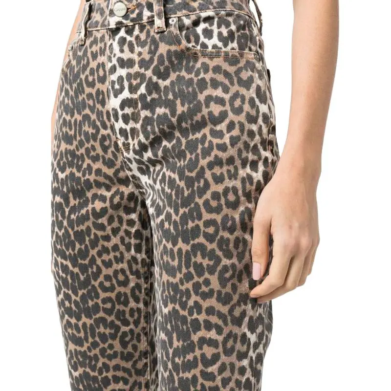GANNI Leopard Foil Print Jeans-4