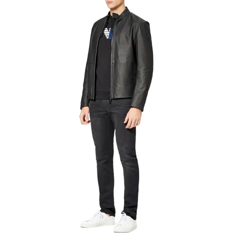 EMPORIO ARMANI Leather Jacket Men's Dark Brown-3