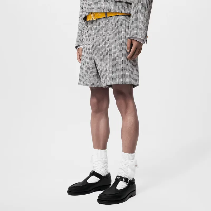 LOUIS VUITTON Damier Hounds Tooth Slim Wool Shorts-1