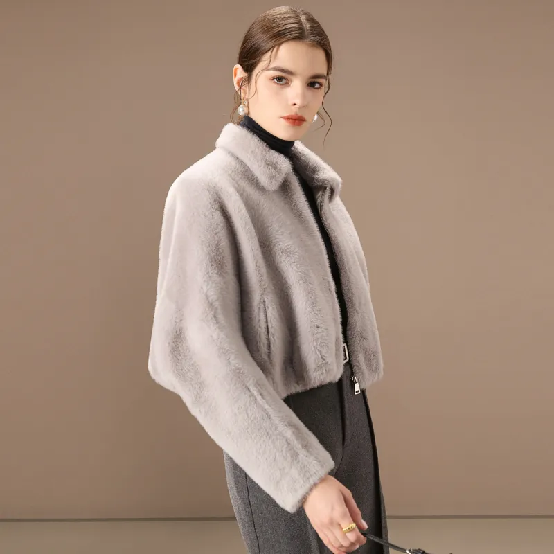 FENHONGMALI Velvet feel Coat Women's Gray-1