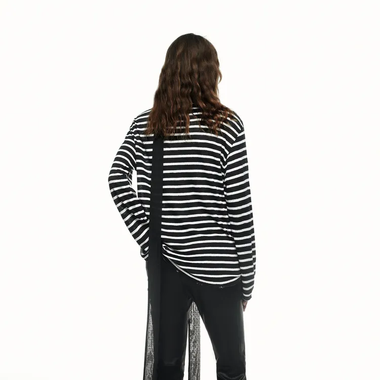 MOCO x Playboy T Shirt Women's Black White Stripes-2