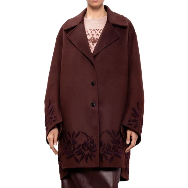 ERMANNO SCERVINO Motif Embroidered Drop Shoulder Coat-2