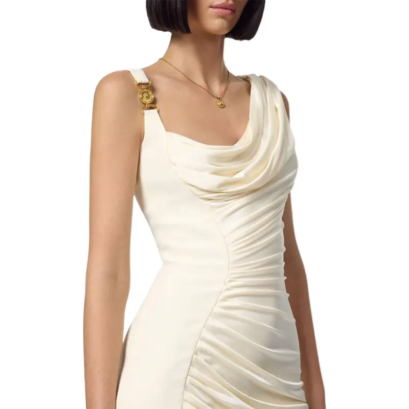 VERSACE Medusa Head Logo Plaque Side-Slit Maxi Dress-4