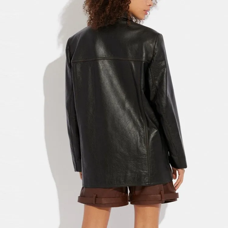 COACH Leather Jackets Women's Black-2