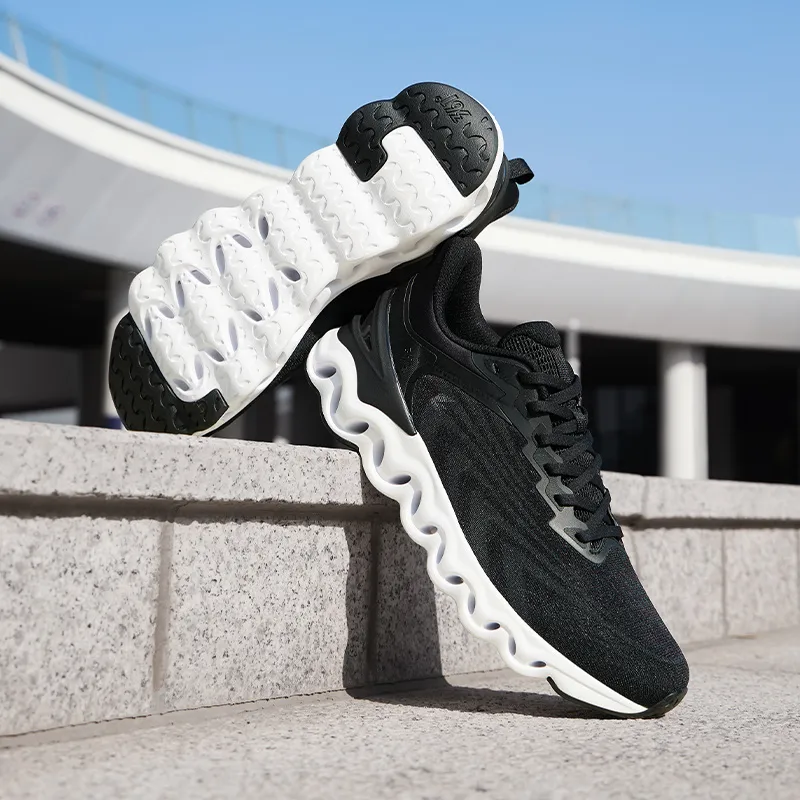 361° Cushioning, Slip Resistant, Abrasion Resistant, Breathable Low Top Running Shoes Men's Black White-9