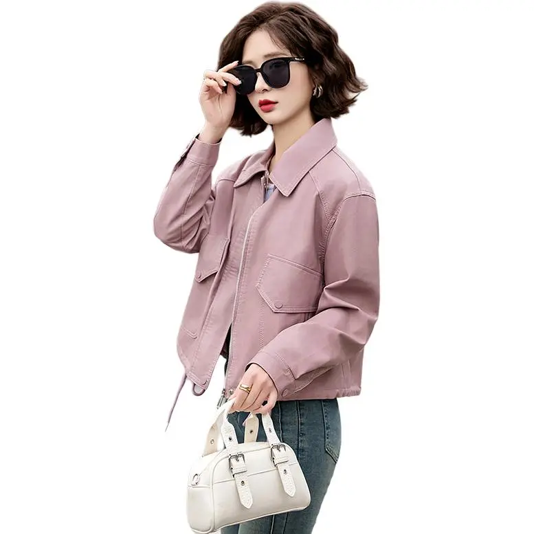 Yi Mengyuan Leather Jackets Coats Women's-2