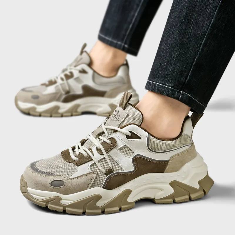 HLA Chunky Sneakers Men Low Top Gray/Sand-12