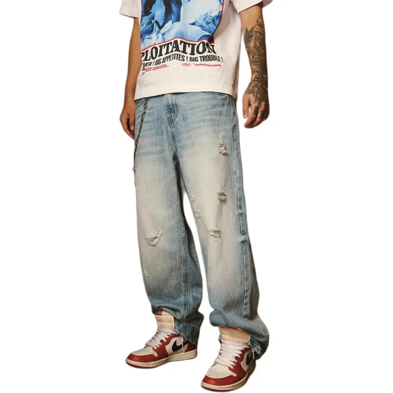 SOUTHTEENAGER Spring And Summer Jeans Men's Light Blue-2