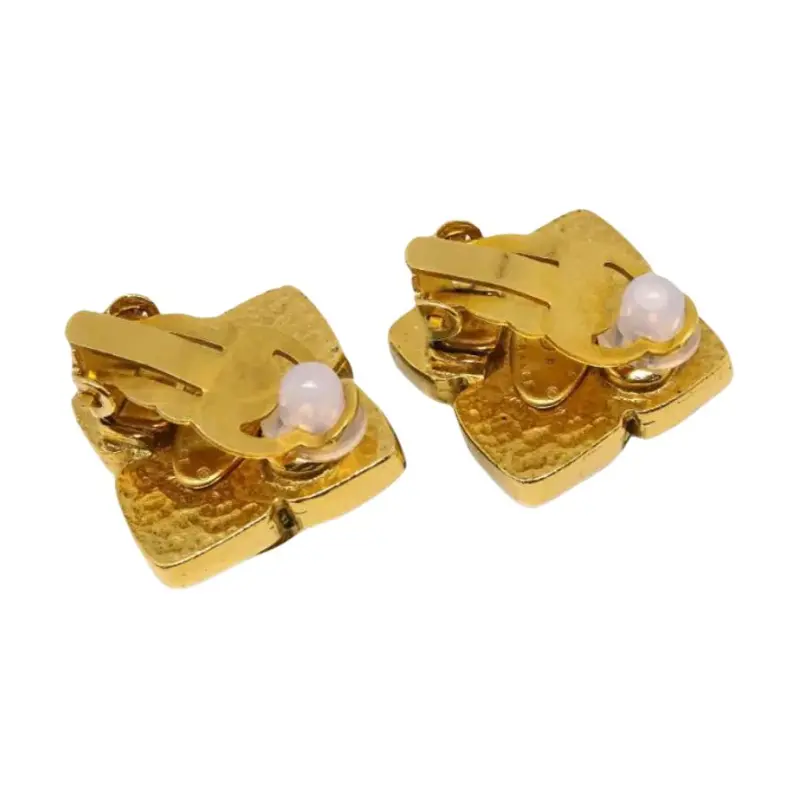 CHANEL 1995 Cc Rhombus Clip on Earrings-1