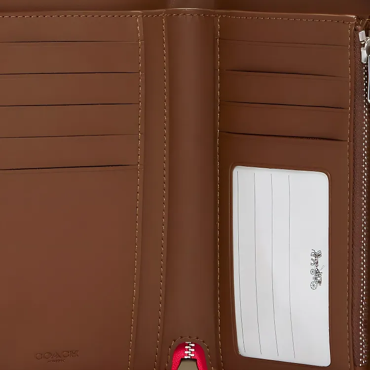COACH Coated Canvas Handheld Long Wallet Medium Size Women's Khaki Monogram-3