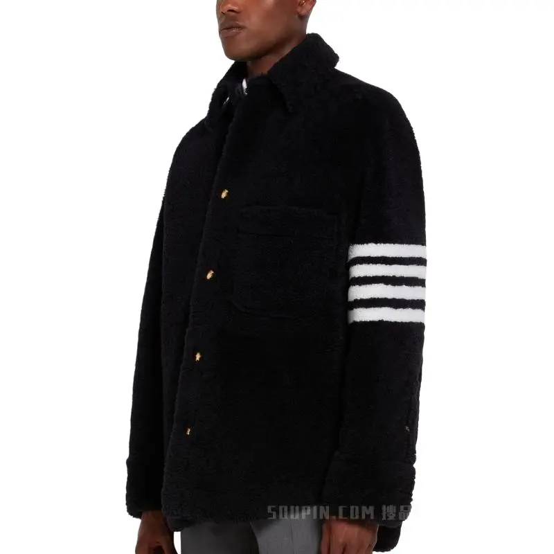 THOM BROWNE 4 Bar Shearling Jacket-3