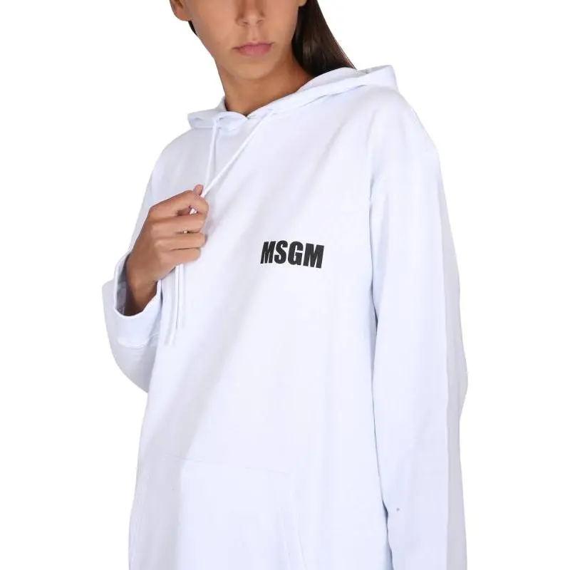 MSGM Logo Printed Drawstring Hoodie-3