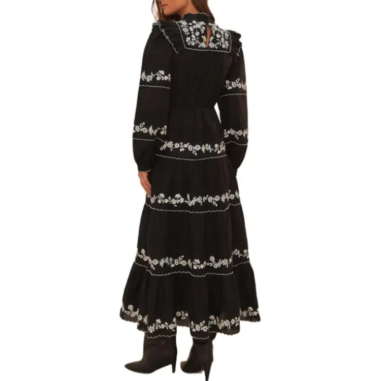 FARM RIO Long-Sleeved Dresses Women's Black-0