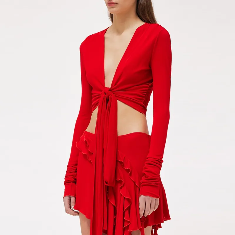 Blumarine Wrap Tie-Detailed Top-2