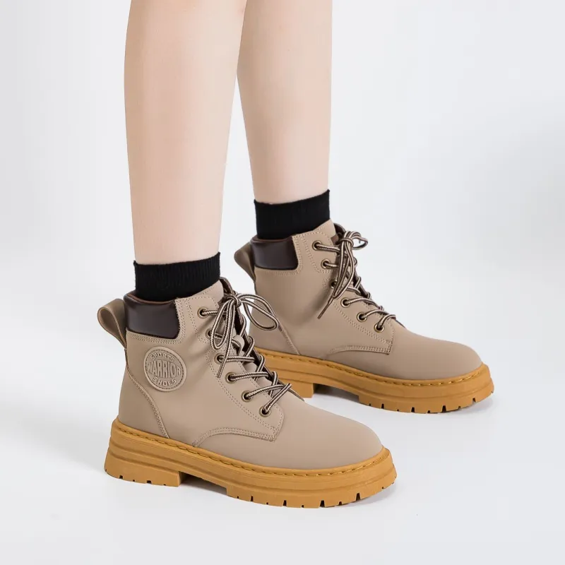 Warrior Warrior Short Martin Boot Women's Milk Tea Beige-5