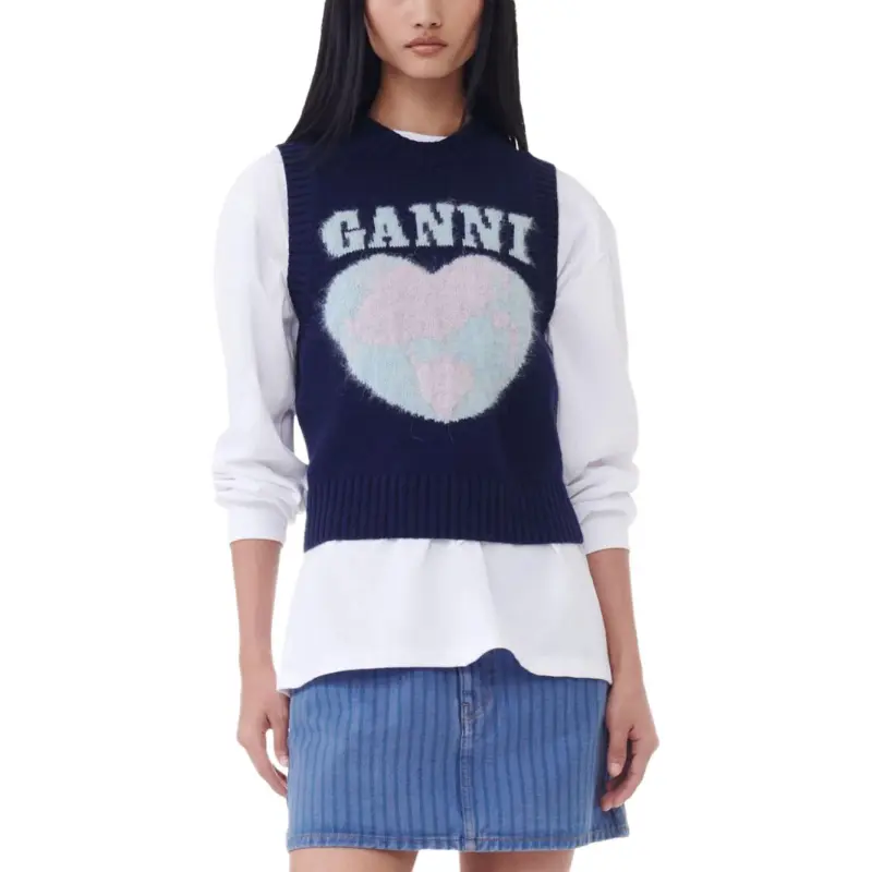 GANNI Heart Intarsia Knitted Vest-2