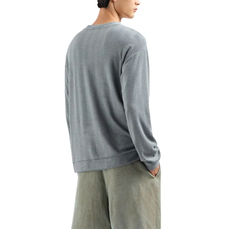 GIORGIO ARMANI Crew neck Sweatshirt In Chevron Silk And Cotton-2