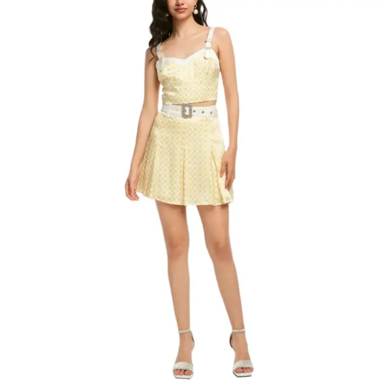 Bebe Casual Short Skirts Women's White Yellow-3