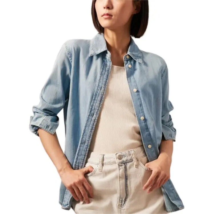 CALVIN KLEIN Denim Series Shirt Women's Blue-4