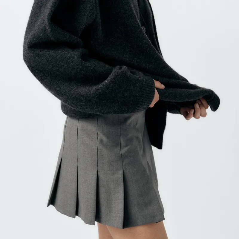 ZARA Casual Short Skirts Women's Light Gray-3