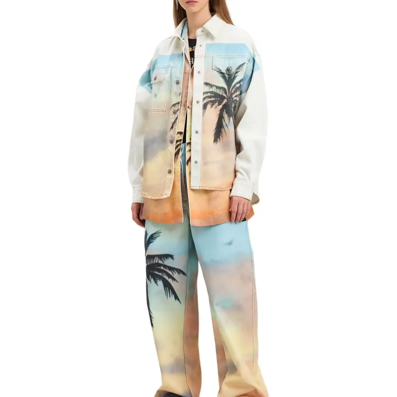PALM ANGELS Sunrise Palm Denim Overshirt-4