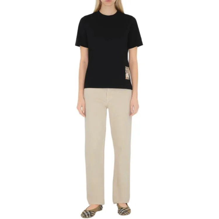 Burberry Checked Patch Crewneck T Shirt-2