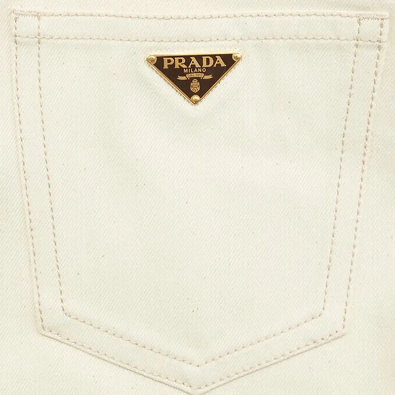 PRADA SS23 Denim Shorts Women's Beige Yellow-5