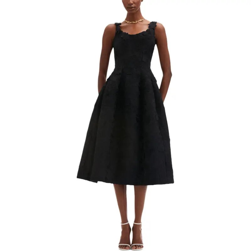 Oscar De La Renta Orchid Embroidered Guipure Midi Dress-1