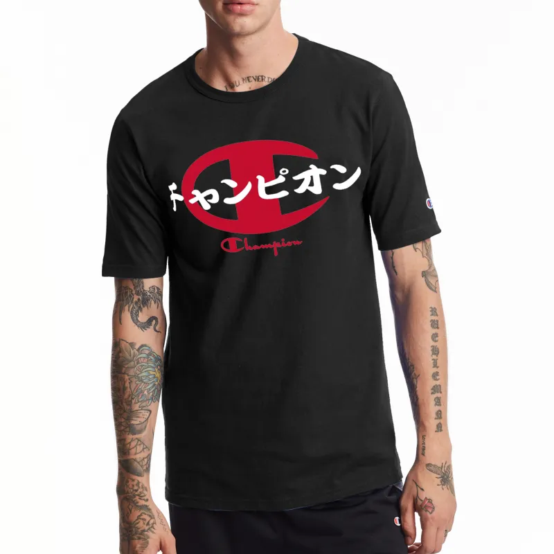 Champion Logo Print T-shirt Black US Version-2