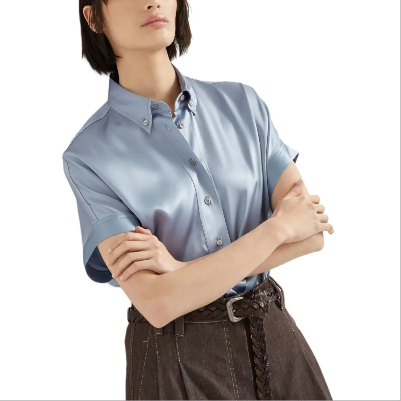 Brunello Cucinelli Short Sleeved Buttoned Blouse-2