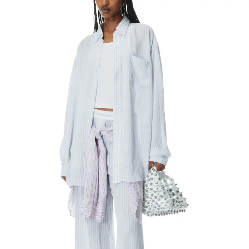 Alexander Wang Oversized Boyfriend Shirt Oxford Blue/White-3