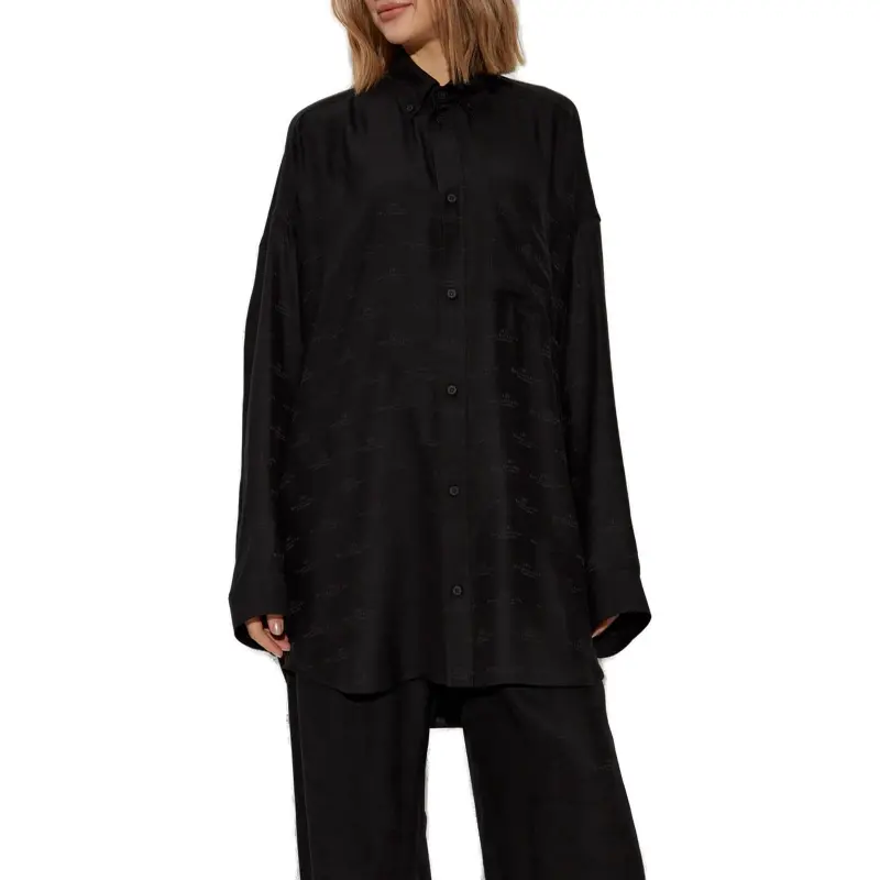 Balenciaga Allover Logo Oversized Shirt-1