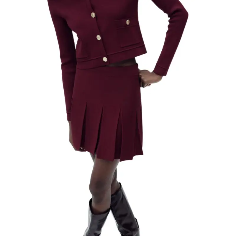 ZARA Casual Short Skirts Women's Burgundy-4