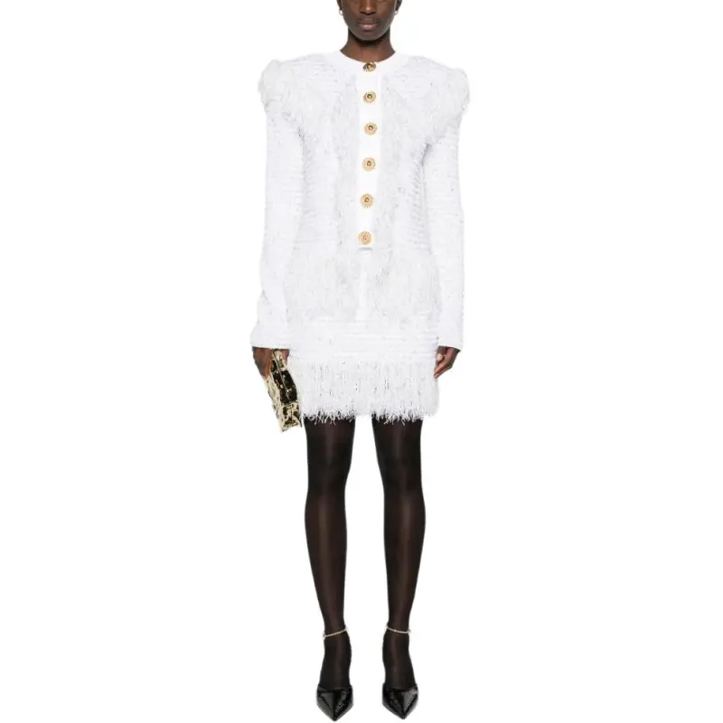 BALMAIN Fringed Metallic Cardigan-2