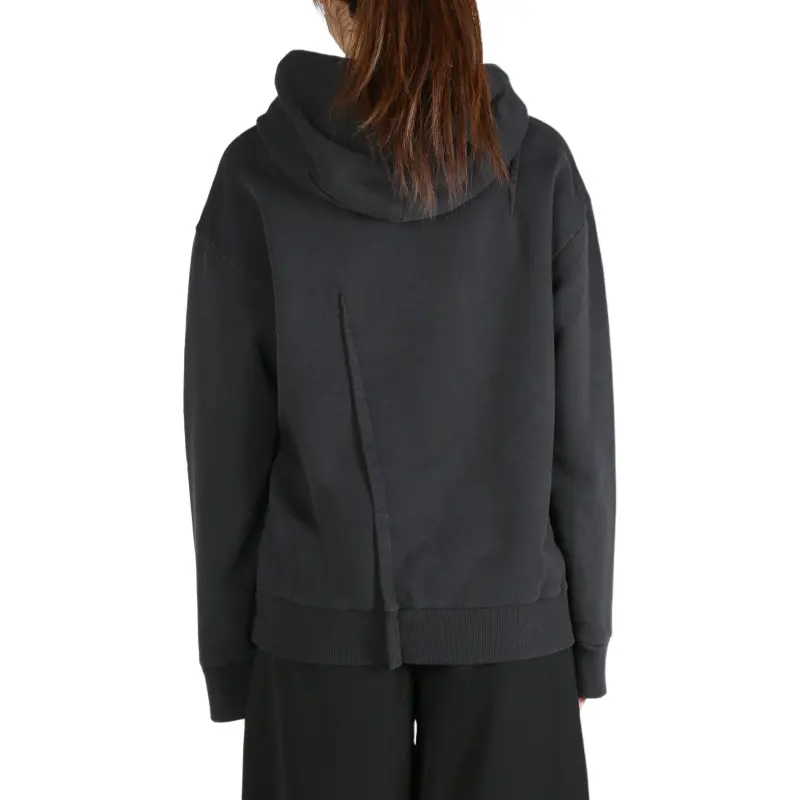 MM6 Maison Margiela Pleated Jersey Hoodie 'Washed Black'-2