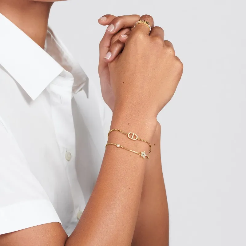 DIOR Crystal Metal Bracelets Women's Gold One Size Box+ DIOR Crystal Metal Bracelets Women's Gold One Size Box+